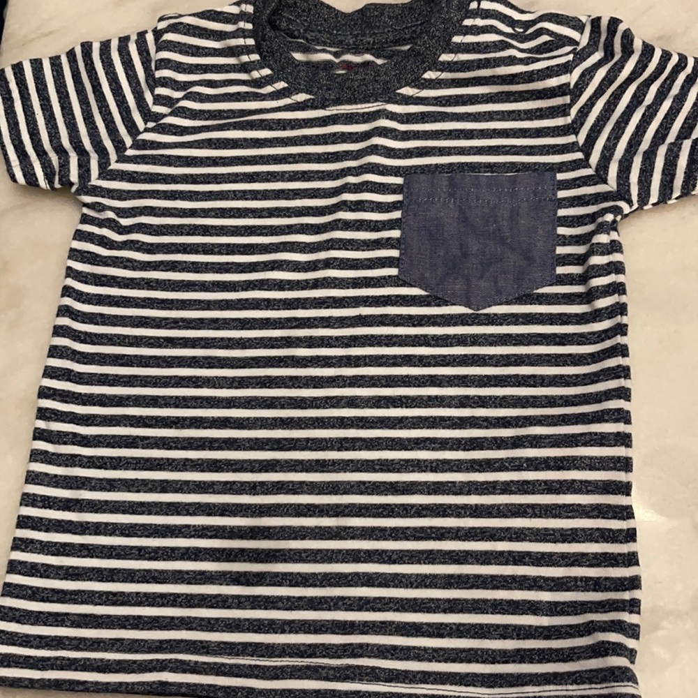 Infant 6-9m blue and white stripe shirt